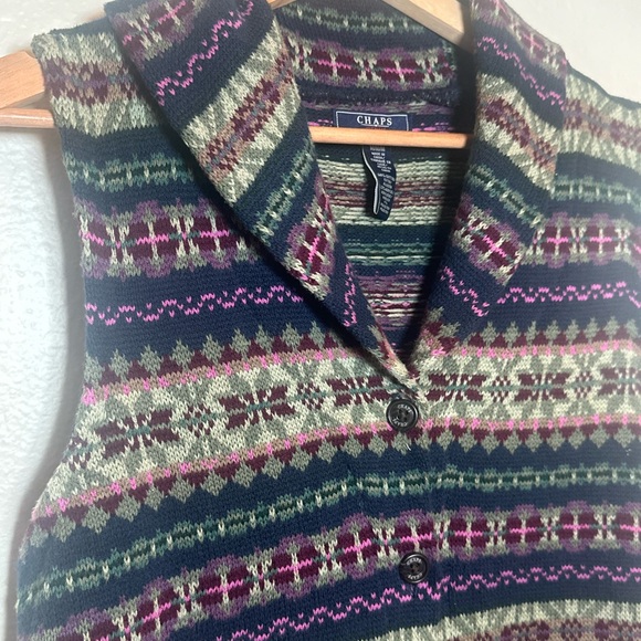 Chaps‎ Multicolor Knit Vest button front size M library ready - Picture 4 of 6